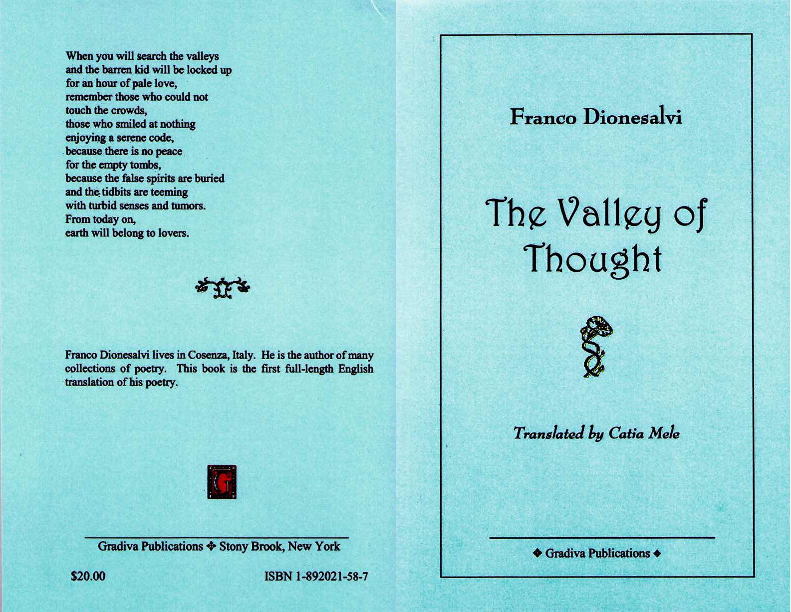 copertina fronte retro del volume The Valley of Thought